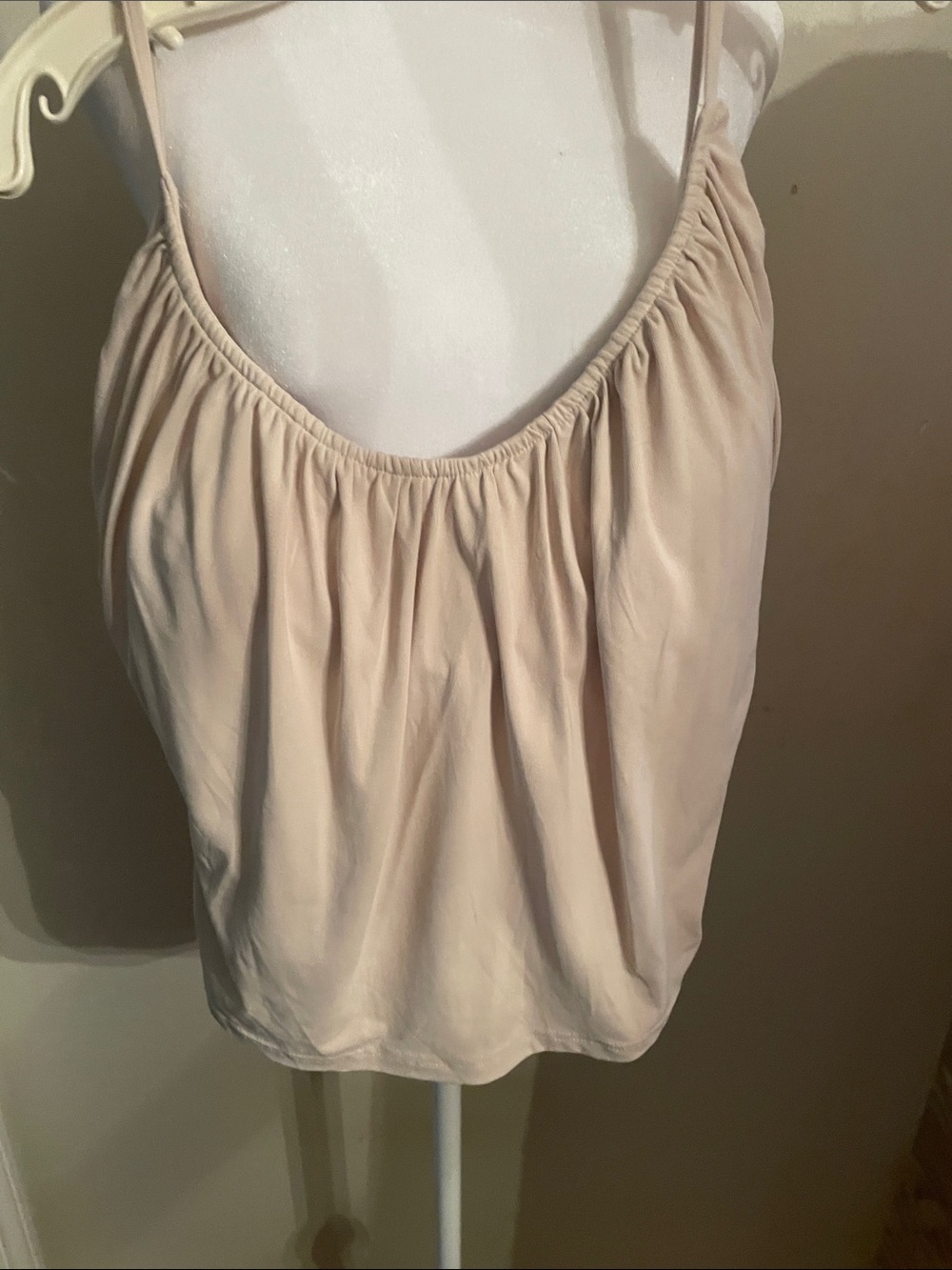 OGL Cream Gathered Spaghetti-Strap Camisole